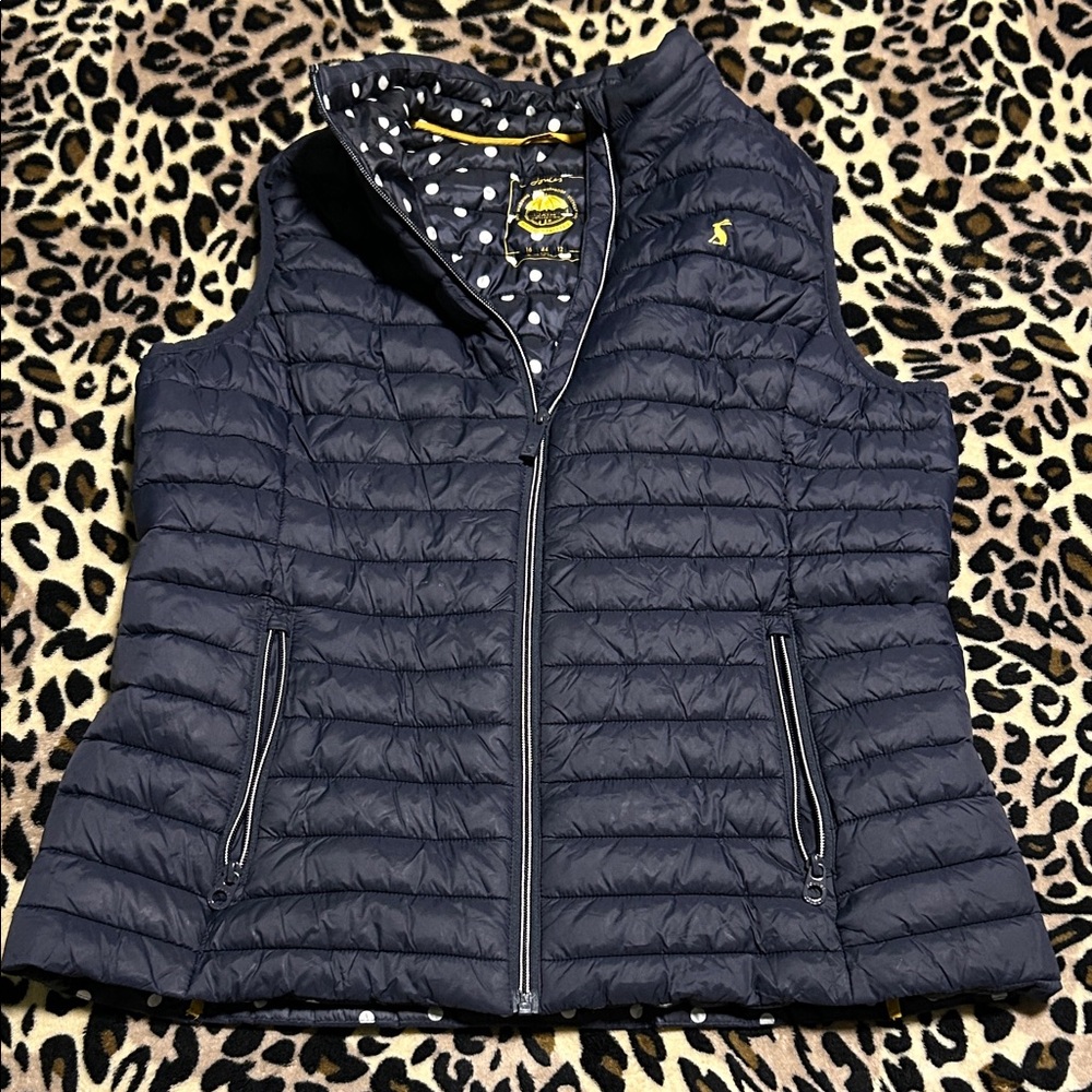 Joules Navy Quilted Vest with Yellow Accents